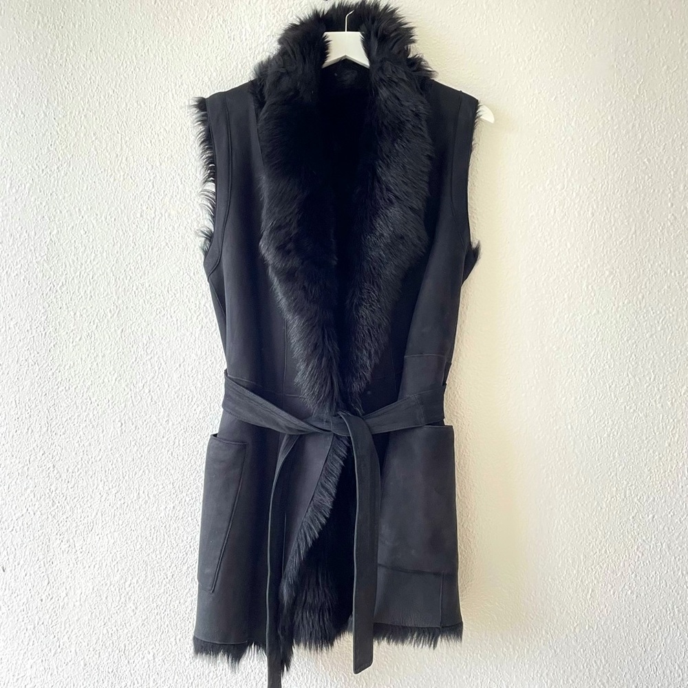 Vince Black Reversible Shearling Vest size 0